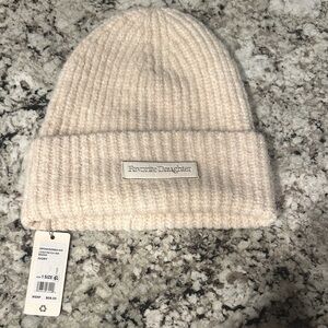 Favorite Daughter THE LOGO PATCH RIB BEANIE in ivory